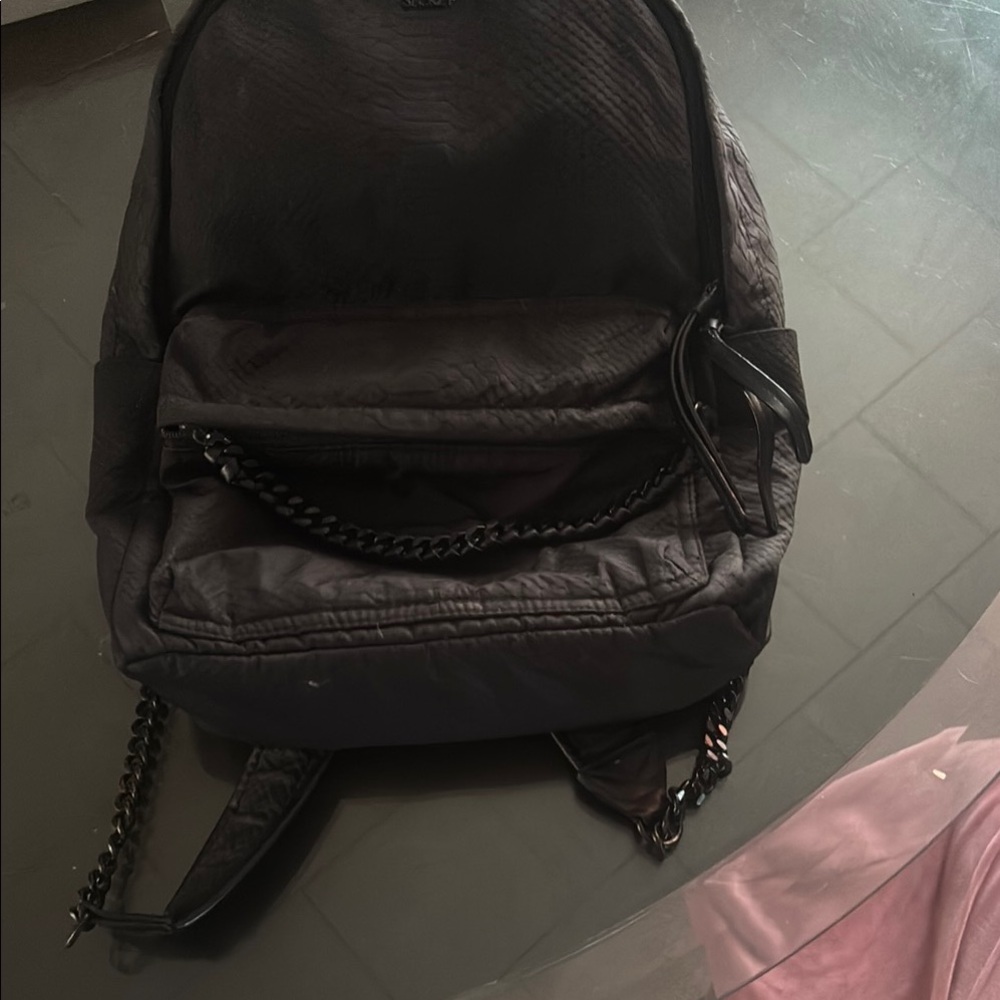 Black Chain-Embellished Men's Backpack